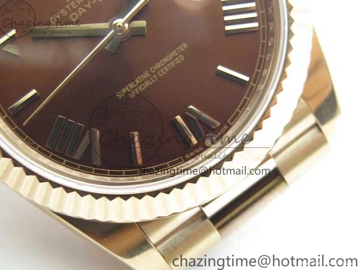 Best AAA Replica Sites A 228239 New 904 Dial on 40mm RG President QuickDry Dial BP Brown 2824 Bracelet Roman Day-Date RG Version 0110